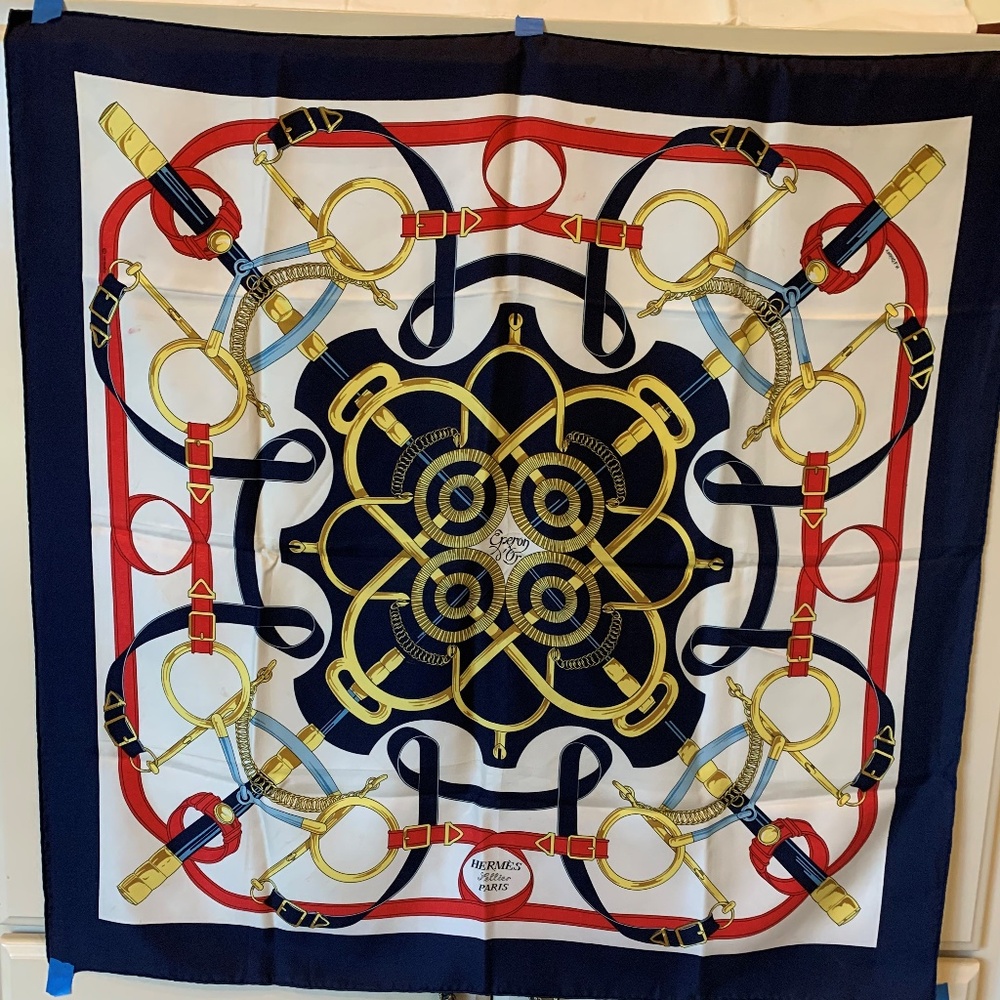 Hermes silk Eperon d'or silk scarf